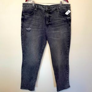 NWT Old Navy High-Waisted O.G. Straight Ripped Black Ankle Jeans
